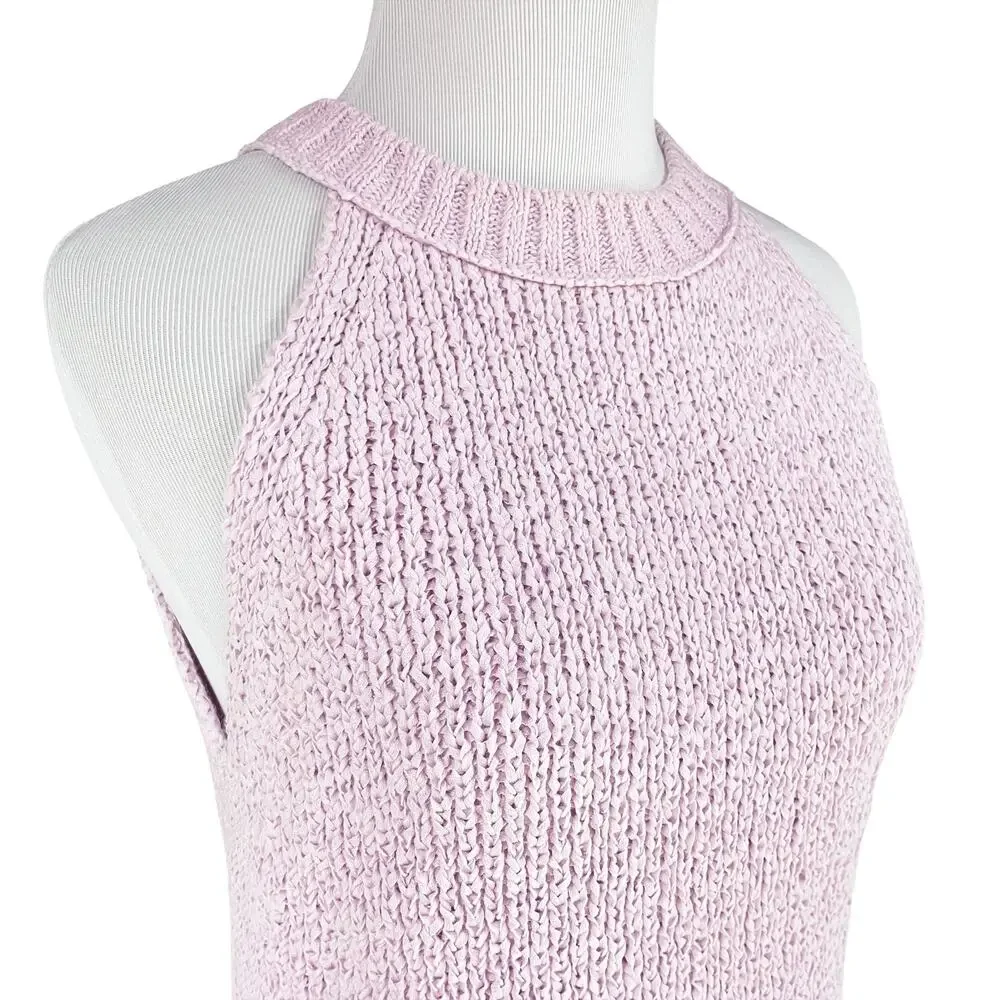 J. CREW High-Neck Halter Sweater Tank in Frosty Lavender Petal Pink Size XS